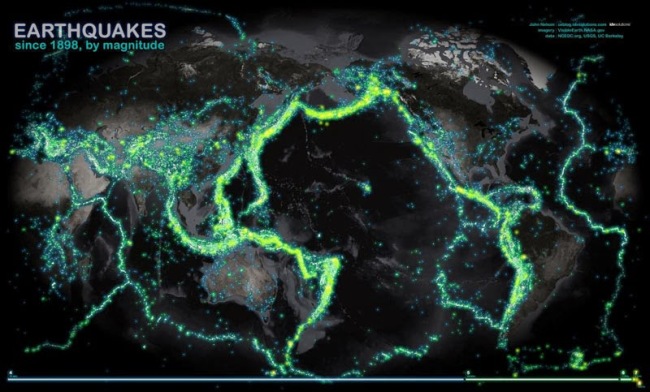 40 Maps That Will Help You Make Sense of the World - World Map of Earthquakes Since 1898
