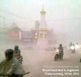 kelud volcanic dust in Jogjakarta 14 Feb. 2014.